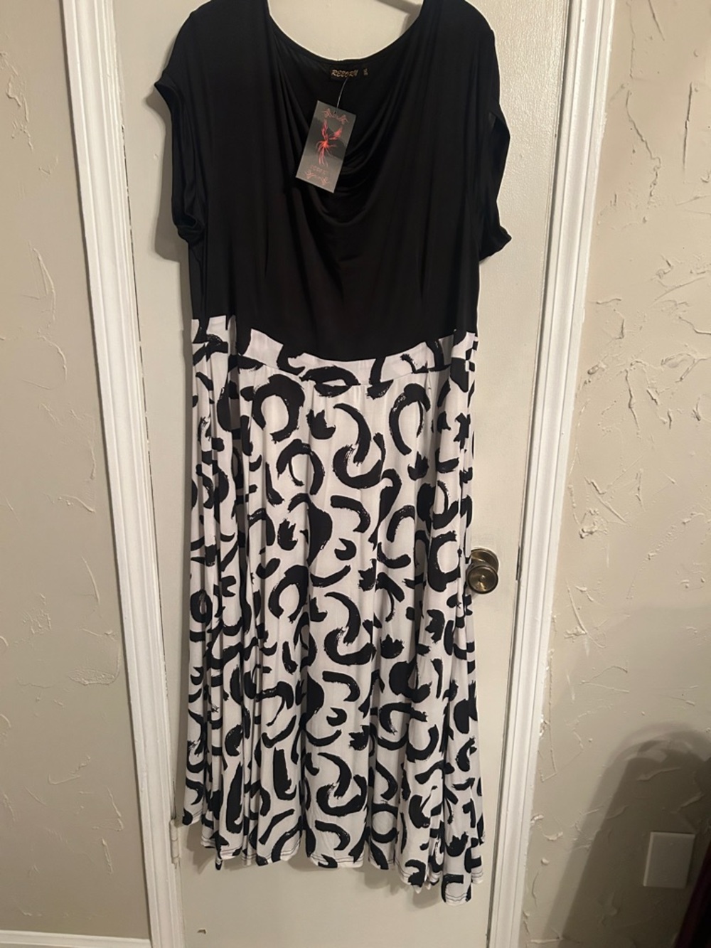 Reborn Black and White Maxi Dress with Printed Skirt